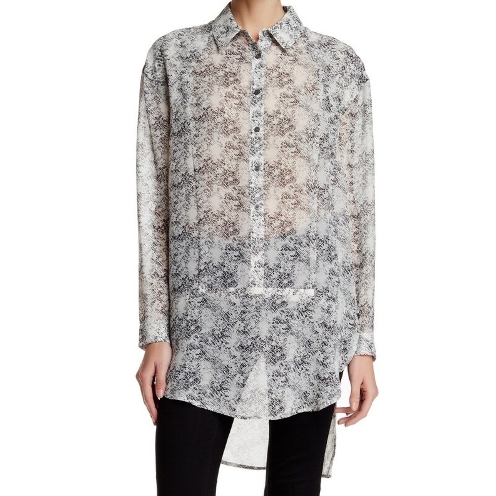 Ro & De Snake Print Button Down Blouse - image 1